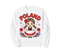 Cute Poland Girl Traditional Folk Dress With Flowers Kids Sweatshirt