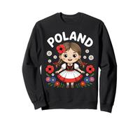 Cute Poland Girl Traditional Folk Dress With Flowers Kids Sweatshirt