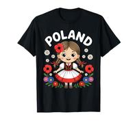 Cute Poland Girl Traditional Folk Dress with Flowers Kids T-Shirt
