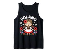 Cute Poland Girl Traditional Folk Dress with Flowers Kids Tank Top