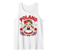 Cute Poland Girl Traditional Folk Dress with Flowers Kids Tank Top