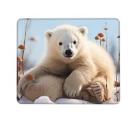 cute polar bear animals Mouse Pad with Stitched Edge, Comfortable Mouse Pads with Non-Slip Rubber Base Gaming Mouse Mat Washable Mousepads Computers Laptop Desk Accessories for Office 7.9 x 9.5 in