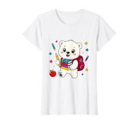 Cute Polar Bear Back to School Kids Teacher Student Value Graphic T-Shirt, Women, White, M