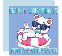 Cute Polar Bear Birthday Card for Girls Boys - Vacation Holiday Animals - Happy Birthday Card for Daughter Cousin Granddaughter Brother, 145mm Bday Greeting Cards
