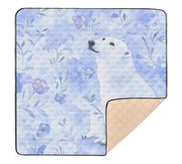 Cute Polar Bear Blue Soft Padded Baby Floor Play mat for Floor Washable Foldable Baby Tummy time Play mat for Baby Kids Toddlers Infants, 50'' x 50''alfombra de juegos