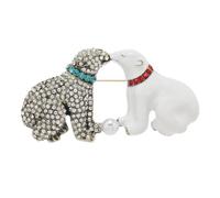 Cute Polar Bear Brooch Rhinestone Kiss Animal Brooch Pin Crystal Rhinestones Bear Brooch Pin Animal Lapel Pin Birthday Party Gift for Women Men