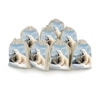 Cute Polar Bear Bunches Pocket Cotton And Hemp with Drawstring 8 Pieces Reusable Gift Bags Jewelry Pouch for Wedding DIY Craft Party (4.9 X 6.7 Inch)