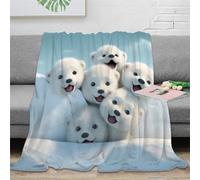 Cute Polar Bear Cartoon Polar Bear Printed Blanket,Ultra Warm Blanket, Living Blanket, Soft And Comfortable Throw, Sofa Blanket 40x50inch(100x130cm)