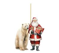 Cute Polar Bear Christmas Scene Decoration - Personalised Christmas Tree Pendant & Bauble