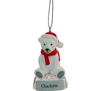 Cute Polar Bear Christmas Tree Decoration Ornament Bauble with name (Madison)