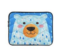 Cute Polar Bear Face Blue 15-16 Inch Quilted Laptop Sleeve Case Soft Notebook Protector Bag Computer Carrying Case