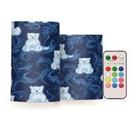 Cute Polar Bear Flameless Candles with Remote Timer Battery Operated Candles Flickering LED Candles Pillar Candles Set of 2 for Home Holiday Decor