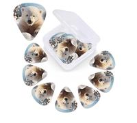Cute polar Bear Guitar Picks Set of 12 with Custom Organizer Storage Box, Guitar Accessories, Ukulele for Acoustic Guitar, Bass, Valentine's Day Gift