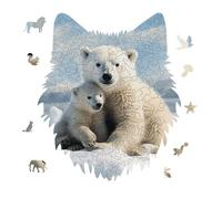 Cute Polar Bear Jigsaw Puzzle 175PCS Wolf Head Design Puzzle Wooden Jigsaw Puzzles for Adults Families