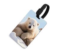 Cute Polar Bear Luggage Tag for Suitcases TSA Approved with Name Id Card Suitcase Tags Identifiers Black Strap Clear Window Personalized Baggage Tag for Cruise Airport Travel Essentials