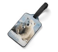 Cute Polar Bear Luggage Tags, Durable PU Leather Luggage Name Suitcase Tags with Information Card, Secure Strap ID Labels for Baggage Travel Essentials for Men Women