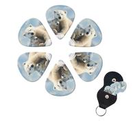 Cute Polar Bear Print Guitar Picks 6 Pack with Organizer Storage Box for Custom Guitars for Men Women Guitar Accessory Ukulele for