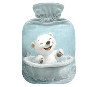 Cute Polar Bear Retro Bathtub Cute hot Water Bottle with Soft Cover, 2L Water Bottle Bag for Arthritis, Tummy Warmer, compresas calientes para el vientre