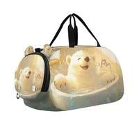 Cute Polar Bear Retro Bathtub Girl's Gym Duffel Bag with Shoes Compartment Lightweight Carry On Bag for Beach Swim Bags Pool Sports