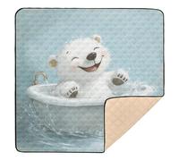 Cute Polar Bear Retro Bathtub Soft Thick Foldable Baby Play mat for Indoor Outdoor Water Resistant Foldable Padded Baby Mat for Babies Infants Toddlers, 50'' x 50''para juegos de