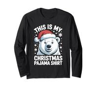 Cute Polar Bear Santa Hat Christmas Xmas Long Sleeve T-Shirt