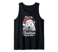 Cute Polar Bear Santa Hat Christmas Xmas Tank Top