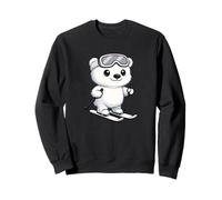 Cute Polar Bear Skiing Cartoon Winter Adventure Sweatshirt