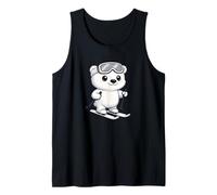 Cute Polar Bear Skiing Cartoon Winter Adventure Tank Top