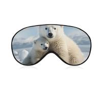 Cute Polar Bear Sleep Mask for Women Men Side Sleeper Eye Cover with Adjustable Strap Soft Breathable Blackout Mask Slip-Free Deep Sleeping Travel Essentials