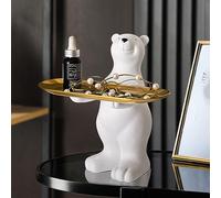 Cute Polar Bear Statue Desk Storage Tray - Resin Animal Sculpture for Keys & Jewelry - Modern Art Figurine & Home Desktop Decor (Color: B)