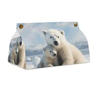 Cute Polar Bear Tissue Box Cover Rectangle Modern PU Leather Tissue Holder Farmhouse Napkin Holders Decorative Tissues Box Holder for Bathroom Kitchen Office Bedroom Dresser