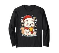 Cute Polar Bear Winter with Santa Hat Long Sleeve T-Shirt