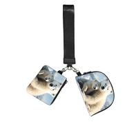 Cute Polar Bear Wristlet Keychain Wallet Pouch with Strap Double Zipper Small Coin Purse Portable Wrist Bag for Travel Gym Daily Use