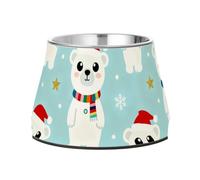 Cute Polar Bears Pets Food Bowls Non Skid Stainless Steel Basic for Small Dogs Whisker Relief