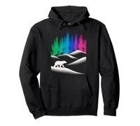 Cute Polar Bears Trek in North Pole Arctic | Northern Lights Pullover Hoodie