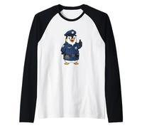 Cute Police Penguin New and York Officer Cartoon Raglan Baseball Tee