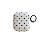 Cute Polka Dot Aesthetic Case for Airpods 1/2 with Keychain,Trendy Retro Dots Stylish Pretty Girly Design Slim Protective Cover for AirPod 1st/2nd,Black Dots