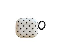 Cute Polka Dot Aesthetic Case for Airpods 4 (2024) with Keychain,Trendy Retro Dots Stylish Pretty Girly Design Slim Protective Cover for AirPods 4th Generation,Black Dots