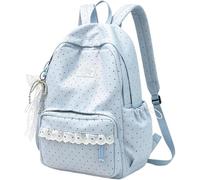 Cute Polka Dot Backpack for Women, Lace Trim Lightweight Laptop Daypack