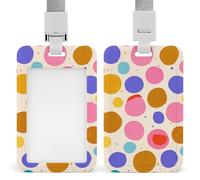 Cute Polka Dot Badge Holder with Lanyard - Waterproof Hard Plastic ID Card Holder Professional Name Tag Vertical ID Card Name Badge for Office Nurse Doctor Teacher