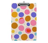 Cute Polka Dot Clipboard, A4 Acrylic Clipboard with Hanging Hole, Ultra-Light Clip Board - Holds 100 Sheets, Shatterproof Document Holder for Office, 12.5" X 8.5"