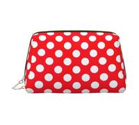 Cute Polka Dot Leather Makeup Bag for Travel, Portable Cosmetic Organizer, Make Up Bag with Zipper