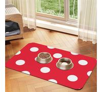 Cute Polka Dot Patterned Pet Feeding Mat with Water-Absorbing PU Top & Rubber Base - Anti-Slip Dog Cat Food Mat for Cats, Dogs & Pets, 40x60cm