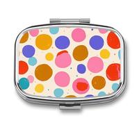 Cute Polka Dot Pill Box 2 Compartment - Small Metal Medicine Organizer Portable Pill Case for Purse Pocket Travel Vitamin Organizer for Men Women, BPA-Free