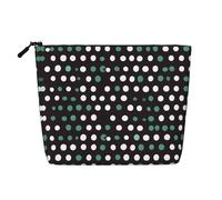 Cute Polka Dot Print Cosmetic Bag for Women,Faux Linen Makeup Bag Large Capacity,Perfect for Travel Daily Use