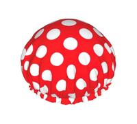 Cute Polka Dot Print Large Waterproof Shower Bonnet For Women Long Hair, Washable Elastic Band Bath Hair Hat
