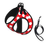 Cute Polka Dot Print Small Dog Harness And Leash Set, Adjustable Soft Vest With 360° Reflective Straps For Cats Puppy