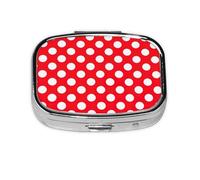 Cute Polka Dot Print Square Metal Pill Box Decorative Pill Case - Carry Your Meds in Style (Rectangular)