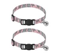 Cute Polka Dots Cartoon Pink Cats Collar 2 Pack Collars for Puppies Adjustable 10.6 to 17.1 Inches
