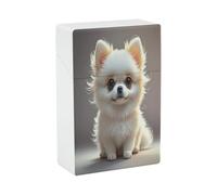 Cute Pomeranian Cigarette Case Stylish Lightweight Pocket Holder Case for Smoke Waterproof Cigarette Dispenser Cigarettes Accessories for Outdoor Camping Hiking